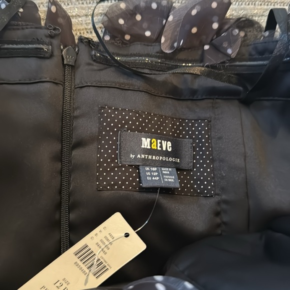 Maeve By Anthropologie Black And White 3D Polka Dot Floral Mini Dress SZ 12P NWT - Picture 12 of 15